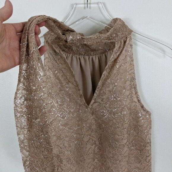 J. Crew Lace Metallic Beige Halter Top XXS - Picture 8 of 8
